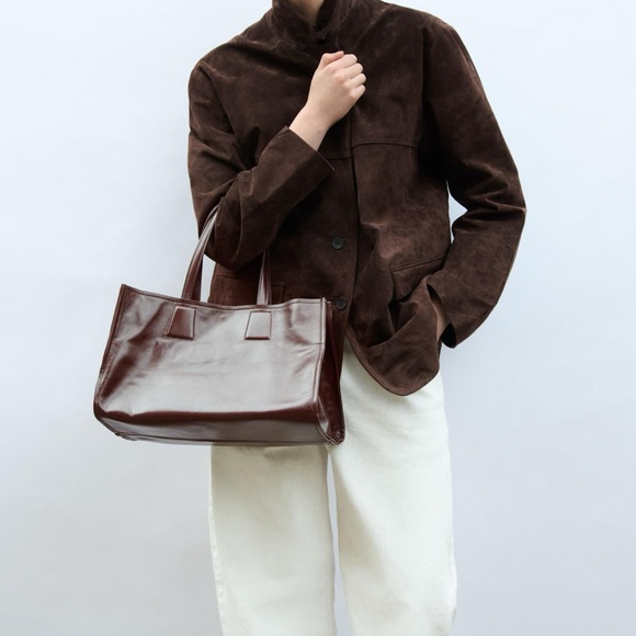 ZARA Leather shopper bag.
